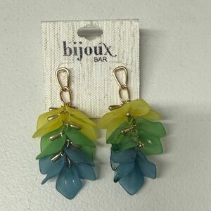 bijoux Bar ~ Yellow, Green, and Blue Leaf Earrings